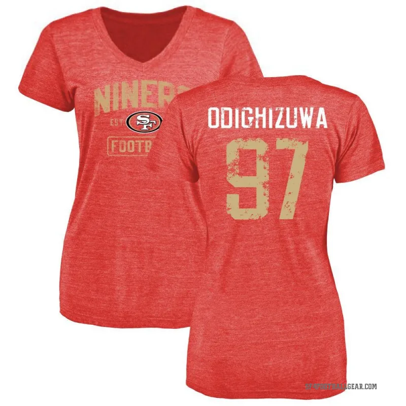 Osa Odighizuwa Women's Red San Francisco 49ers Distressed T-Shirt -