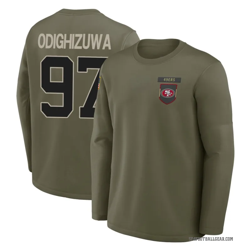 Osa Odighizuwa Youth Olive San Francisco 49ers 2025 Salute to Service Sideline Coaches Long Sleeve T-Shirt
