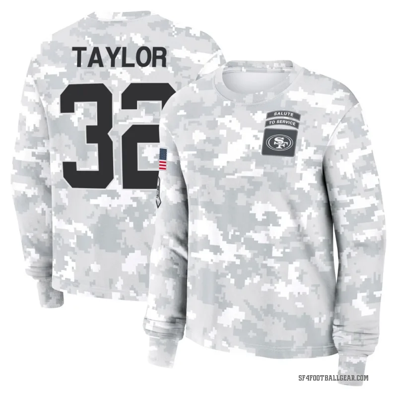 Patrick Taylor Jr. Women's Camo San Francisco 49ers Arctic 2024 Salute to Service Long Sleeve T-Shirt