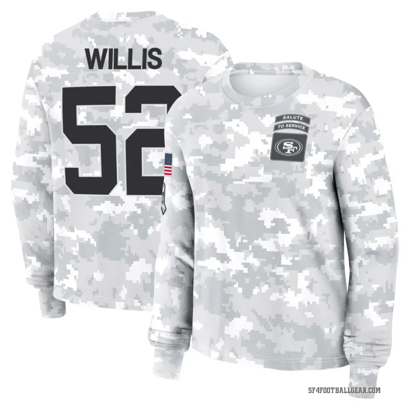 Patrick Willis Women's Camo San Francisco 49ers Arctic 2024 Salute to Service Long Sleeve T-Shirt