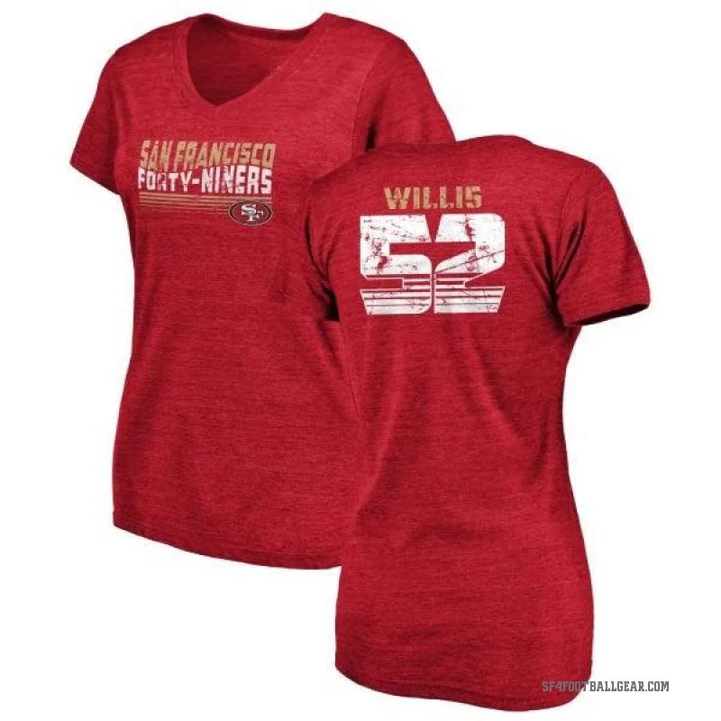 Patrick Willis Women's Red San Francisco 49ers Retro V-Neck T-Shirt -