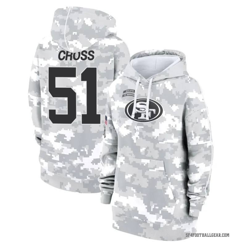 Randy Cross Women's Camo San Francisco 49ers Arctic 2024 Salute to Service Club Fleece Pullover Hoodie