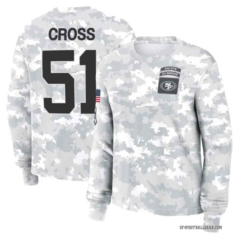 Randy Cross Women's Camo San Francisco 49ers Arctic 2024 Salute to Service Long Sleeve T-Shirt