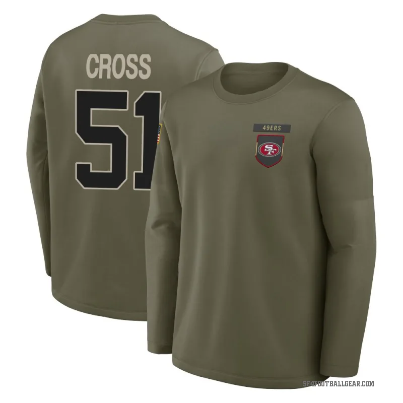 Randy Cross Youth Olive San Francisco 49ers 2025 Salute to Service Sideline Coaches Long Sleeve T-Shirt
