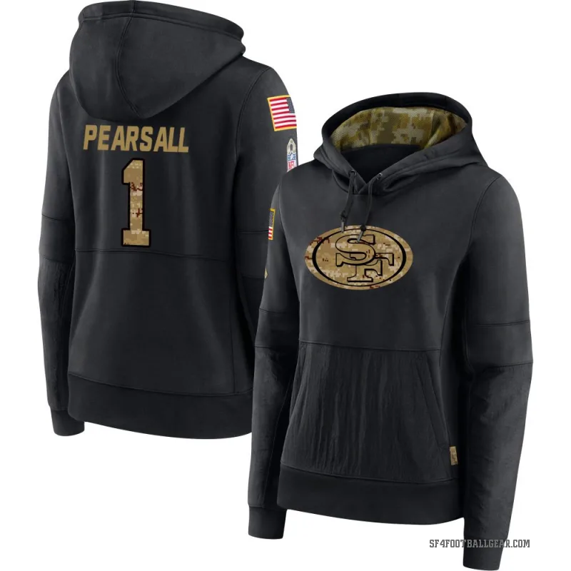 Ricky Pearsall Women's Black San Francisco 49ers 2020 Salute to Service Sideline Performance Pullover Hoodie
