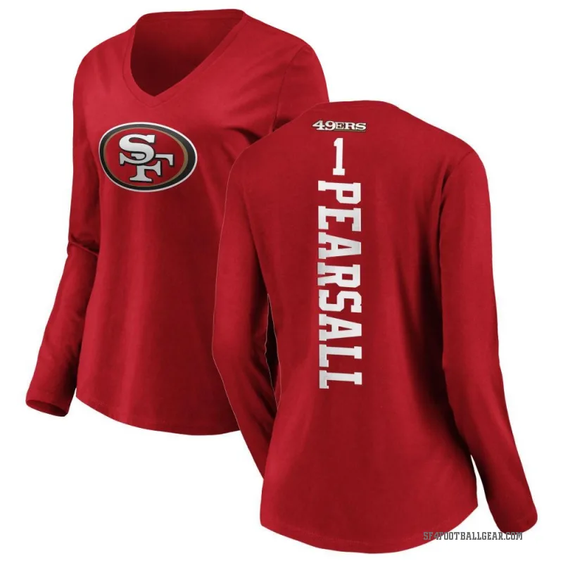 Ricky Pearsall Women's Red San Francisco 49ers Backer Slim Fit Long Sleeve T-Shirt -