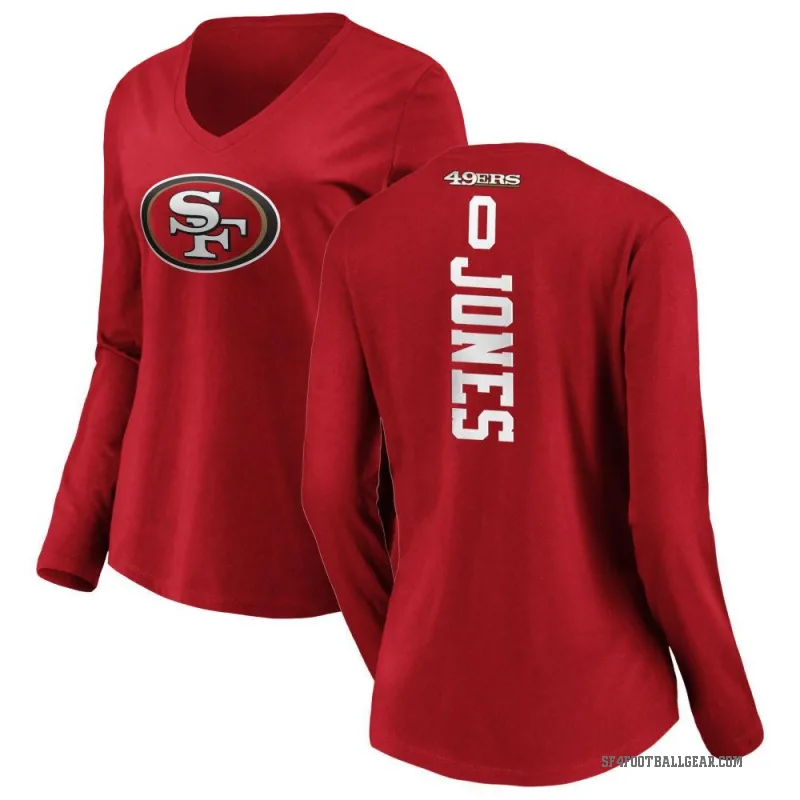 Rob Jones Women's Red San Francisco 49ers Backer Slim Fit Long Sleeve T-Shirt -