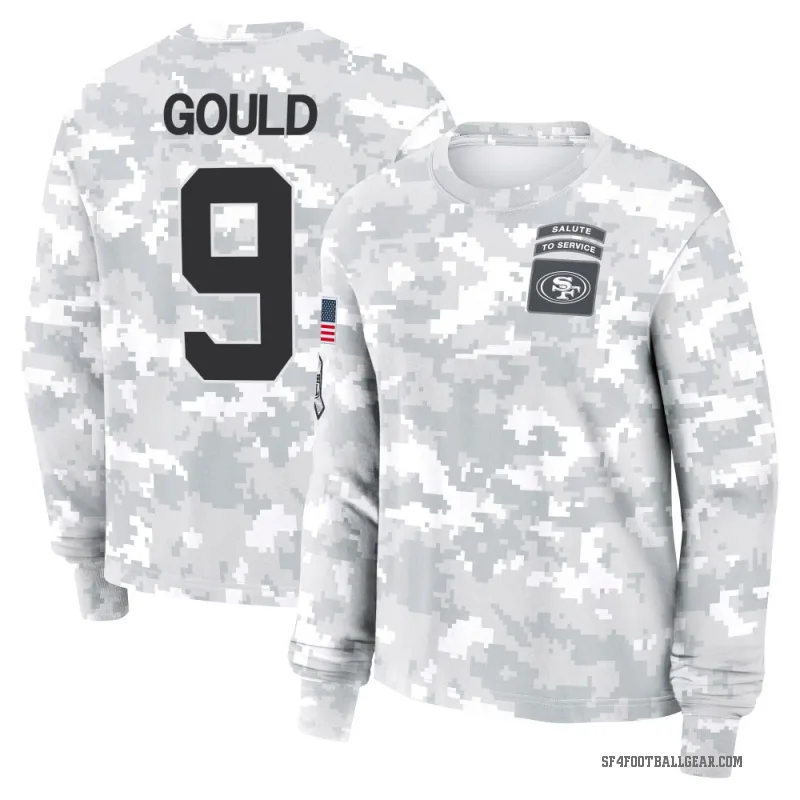 Robbie Gould Women's Camo San Francisco 49ers Arctic 2024 Salute to Service Long Sleeve T-Shirt
