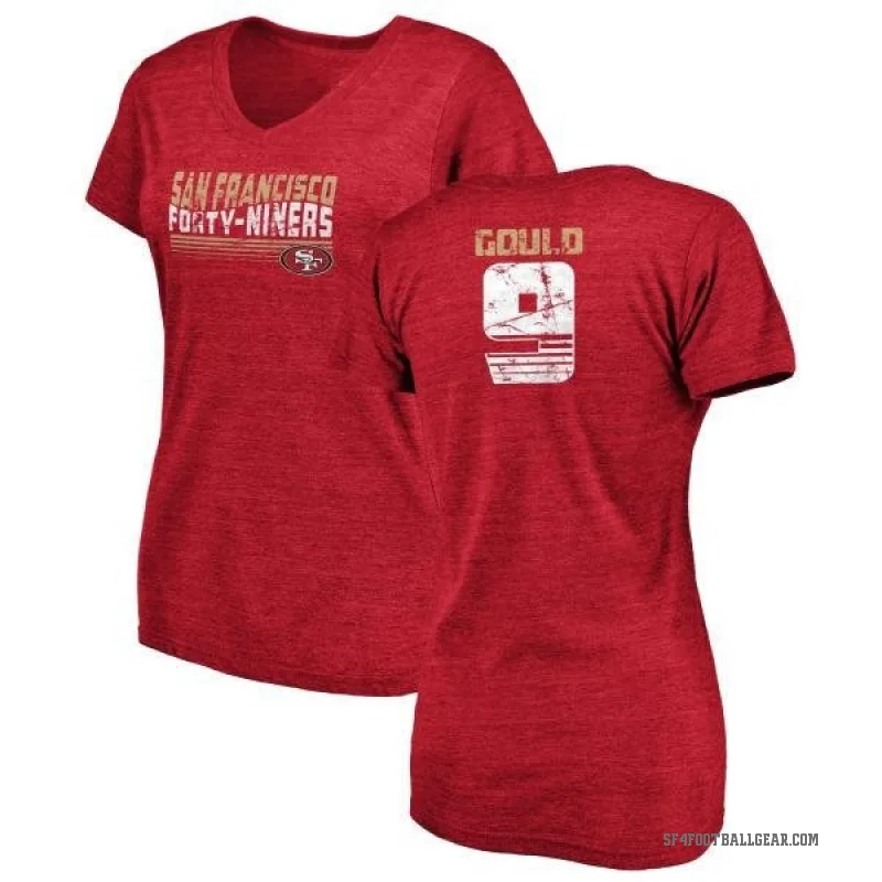 Robbie Gould Women's Red San Francisco 49ers Retro V-Neck T-Shirt -