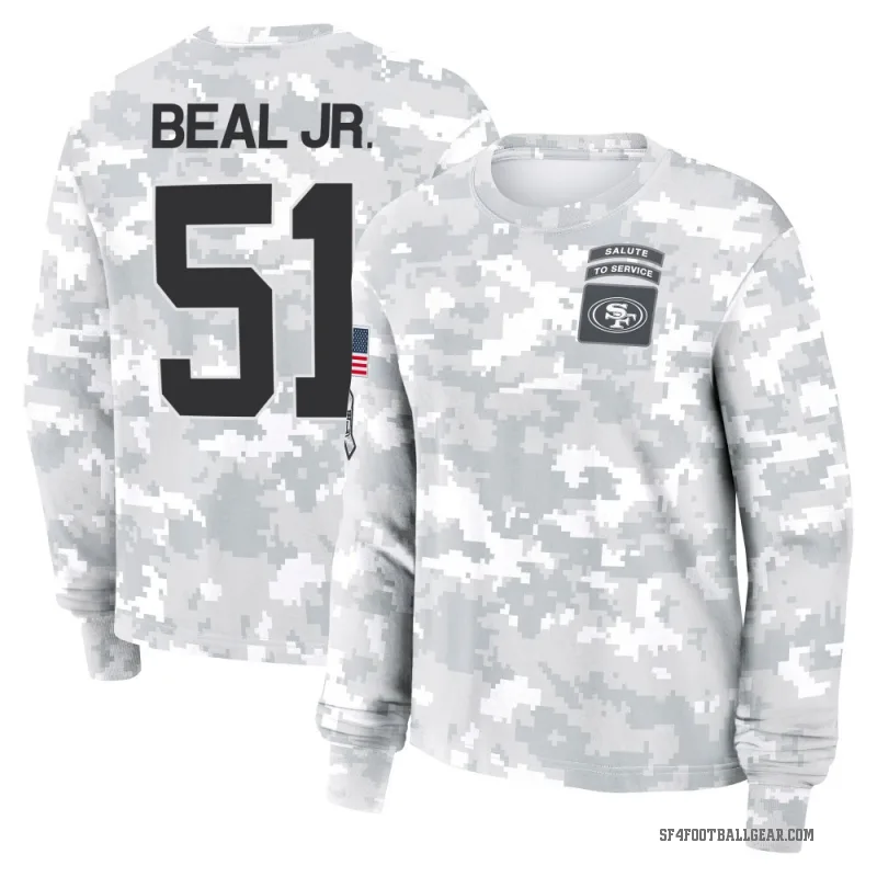 Robert Beal Jr. Women's Camo San Francisco 49ers Arctic 2024 Salute to Service Long Sleeve T-Shirt
