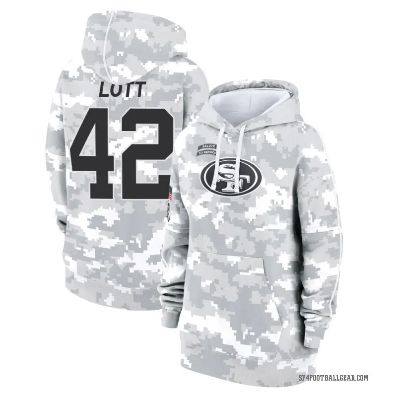 Ronnie Lott Women's Camo San Francisco 49ers Arctic 2024 Salute to Service Club Fleece Pullover Hoodie