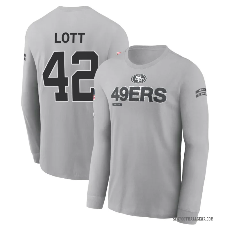 Ronnie Lott Youth Gray San Francisco 49ers 2024 Salute to Service Long Sleeve T-Shirt