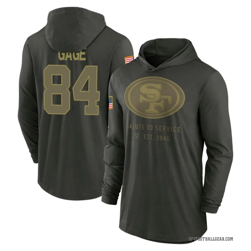 Russell Gage Youth Green San Francisco 49ers Forest/ 2025 Salute to Service Sideline Lightweight Hooded Pullover Long Sleeve T-S