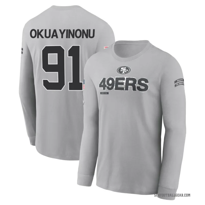 Sam Okuayinonu Men's Gray San Francisco 49ers 2024 Salute to Service Long Sleeve T-Shirt