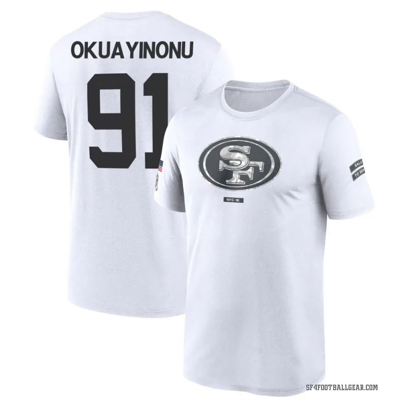 Sam Okuayinonu Men's White San Francisco 49ers 2024 Salute to Service Performance T-Shirt