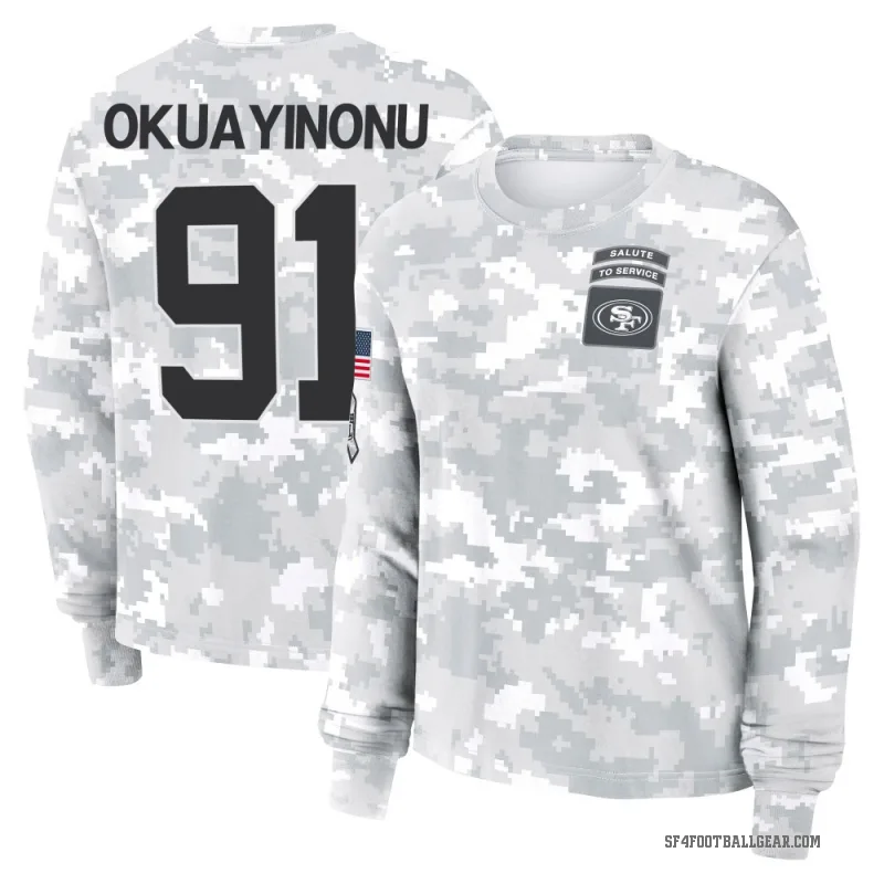 Sam Okuayinonu Women's Camo San Francisco 49ers Arctic 2024 Salute to Service Long Sleeve T-Shirt