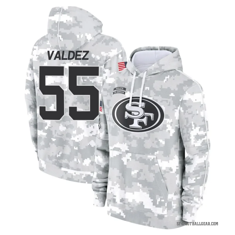 Sebastian Valdez Men's Camo San Francisco 49ers Arctic 2024 Salute to Service Club Fleece Pullover Hoodie