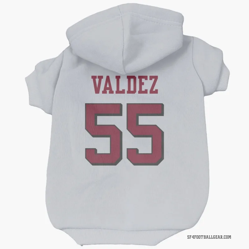 Sebastian Valdez  White San Francisco 49ers  Rush Cat & Dog Pet Hoodie