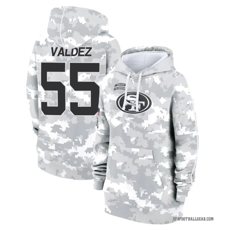 Sebastian Valdez Women's Camo San Francisco 49ers Arctic 2024 Salute to Service Club Fleece Pullover Hoodie