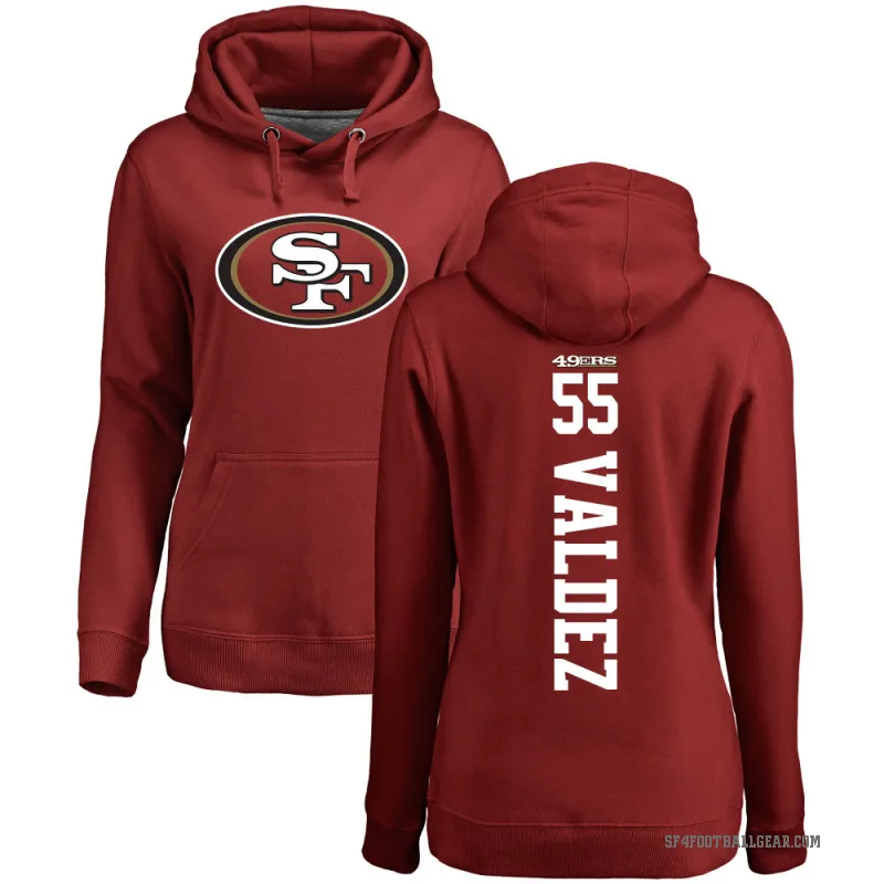 Sebastian Valdez Women's Red San Francisco 49ers Pro Line Backer Pullover Hoodie