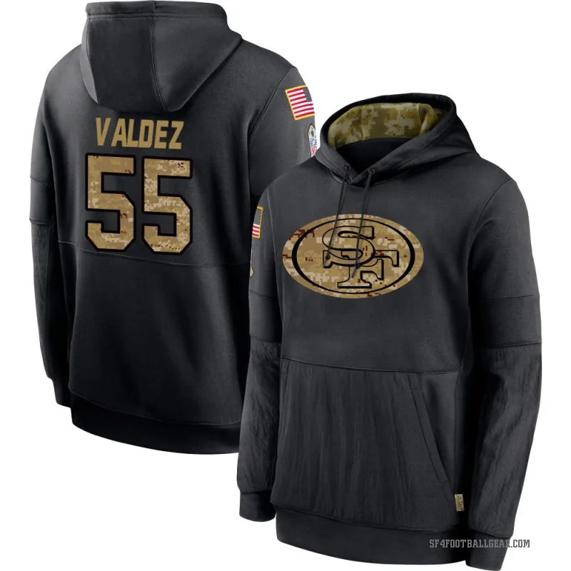 Sebastian Valdez Youth Black San Francisco 49ers 2020 Salute to Service Sideline Performance Pullover Hoodie