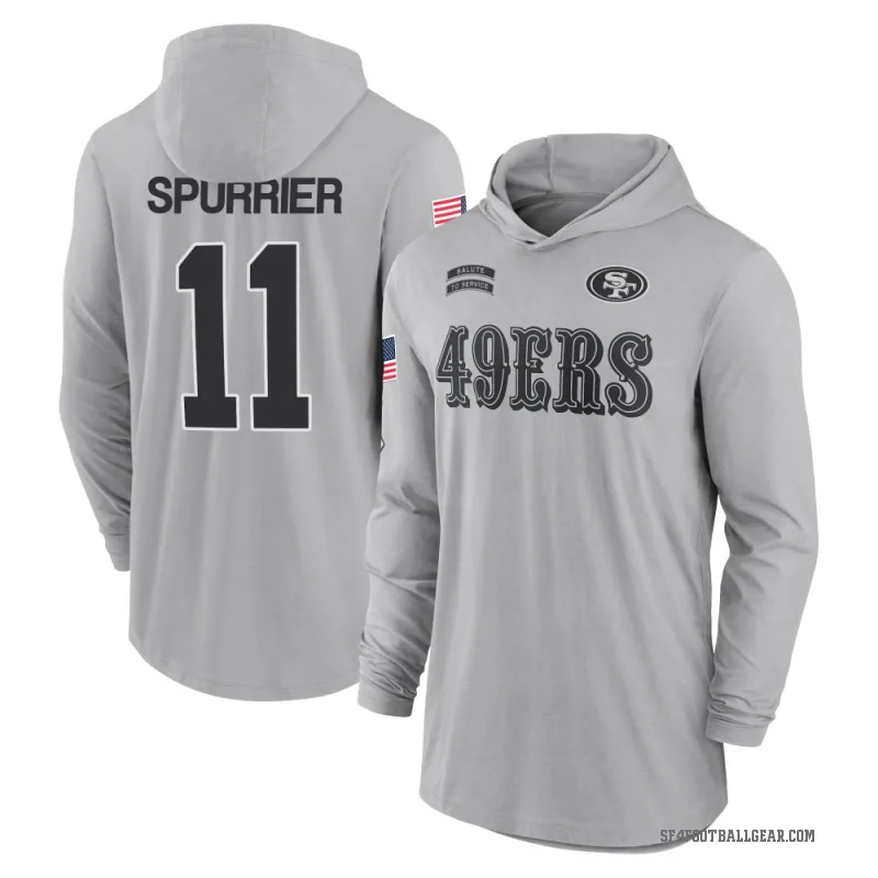 Steve Spurrier Men's Gray San Francisco 49ers 2024 Salute to Service Lightweight Performance Long Sleeve Hooded T-Shirt