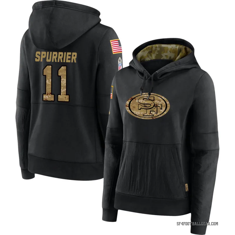 Steve Spurrier Women's Black San Francisco 49ers 2020 Salute to Service Sideline Performance Pullover Hoodie