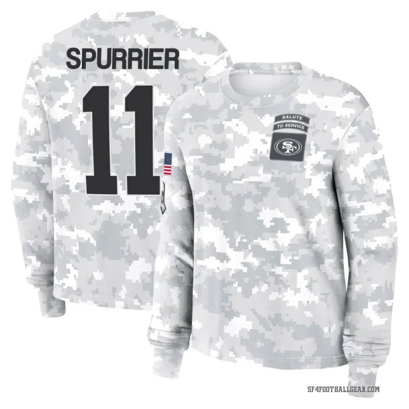 Steve Spurrier Women's Camo San Francisco 49ers Arctic 2024 Salute to Service Long Sleeve T-Shirt