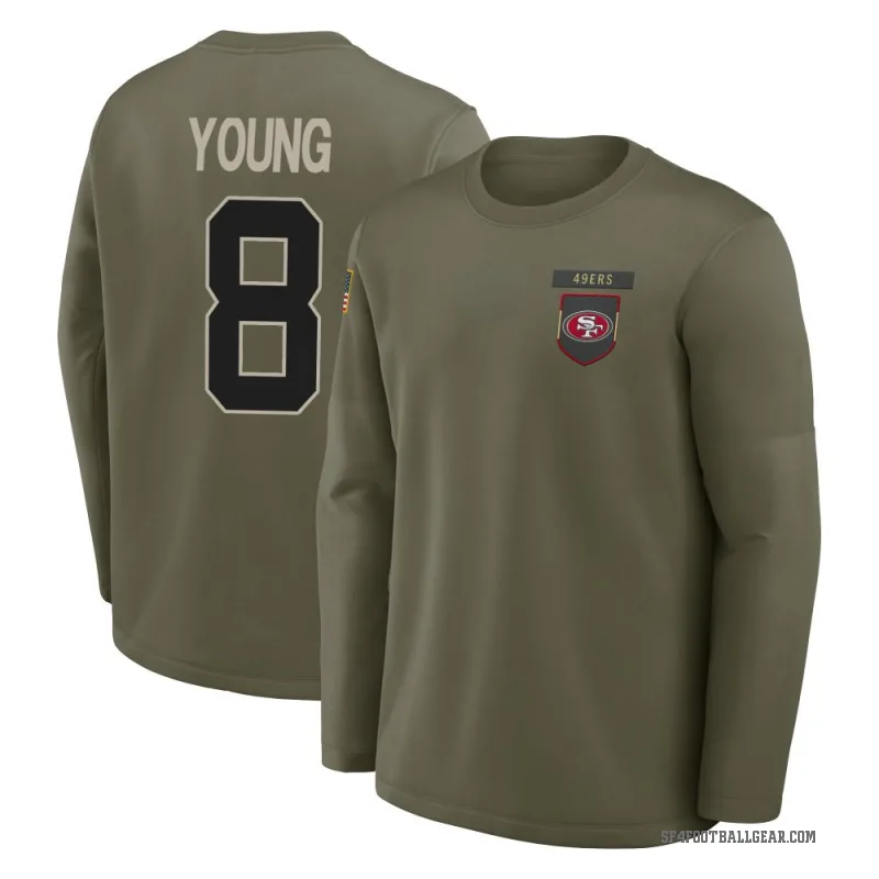 Steve Young Men's Olive San Francisco 49ers 2025 Salute to Service Sideline Coaches Long Sleeve T-Shirt