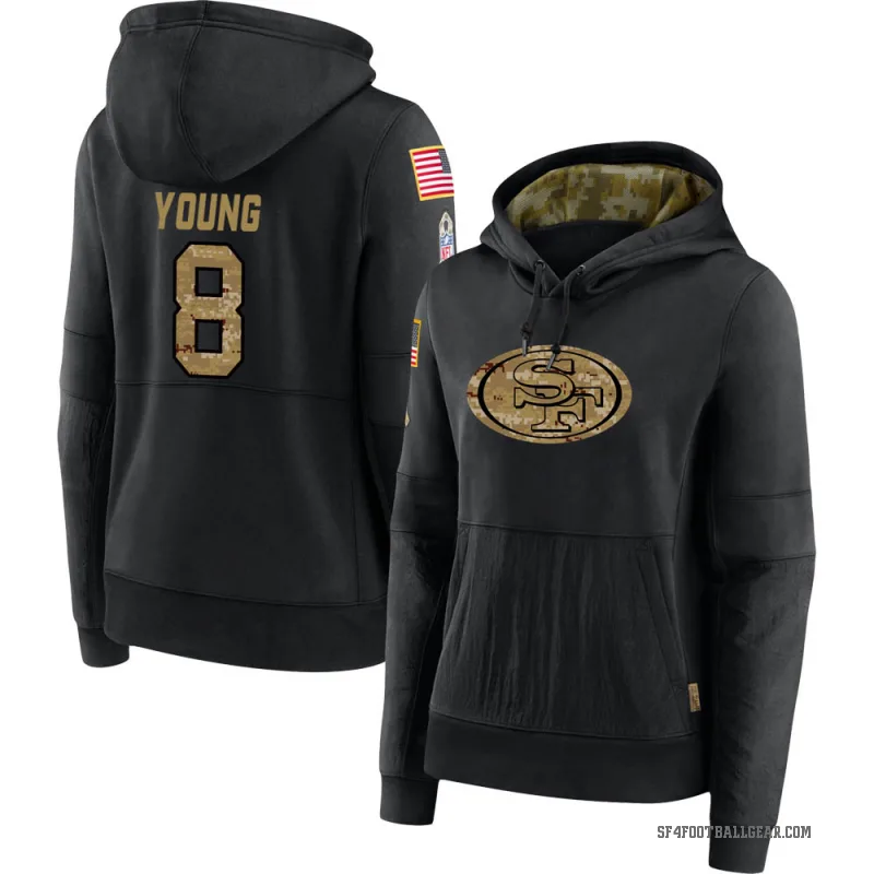 Steve Young Women's Black San Francisco 49ers 2020 Salute to Service Sideline Performance Pullover Hoodie