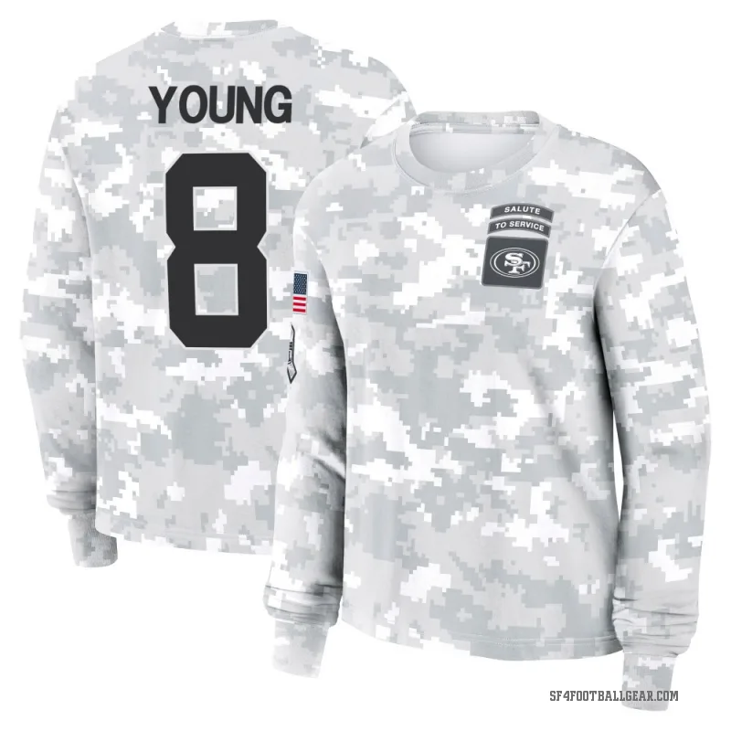 Steve Young Women's Camo San Francisco 49ers Arctic 2024 Salute to Service Long Sleeve T-Shirt