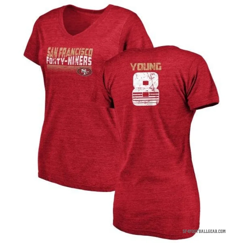 Steve Young Women's Red San Francisco 49ers Retro V-Neck T-Shirt -
