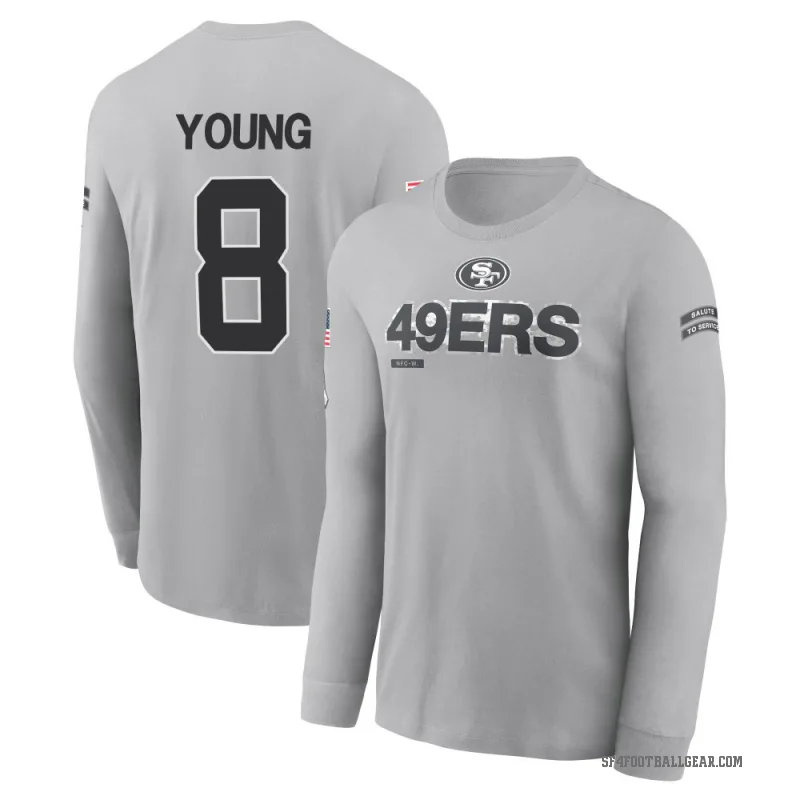 Steve Young Youth Gray San Francisco 49ers 2024 Salute to Service Long Sleeve T-Shirt