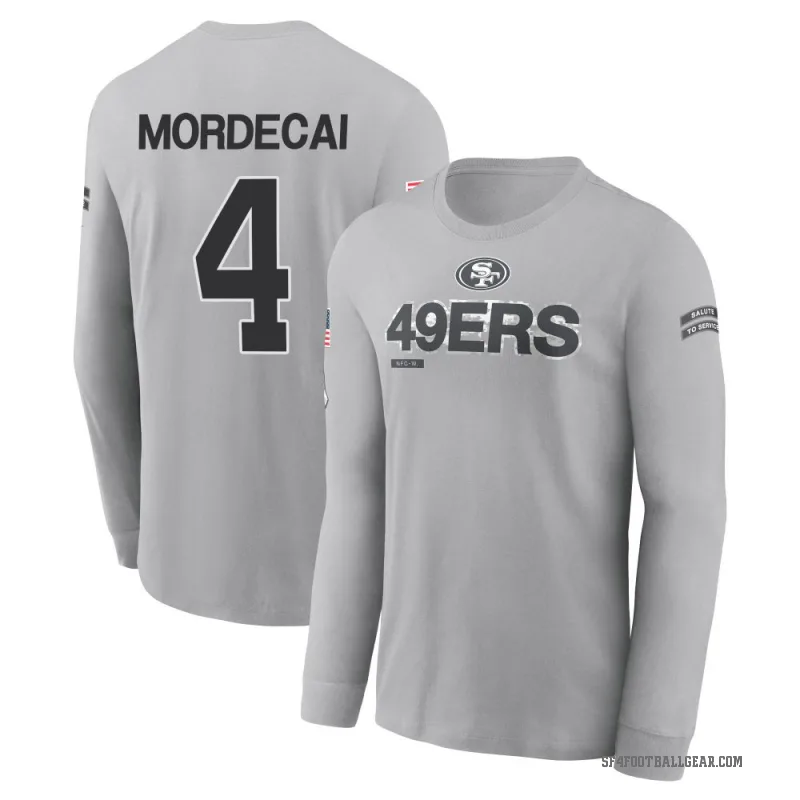 Tanner Mordecai Men's Gray San Francisco 49ers 2024 Salute to Service Long Sleeve T-Shirt