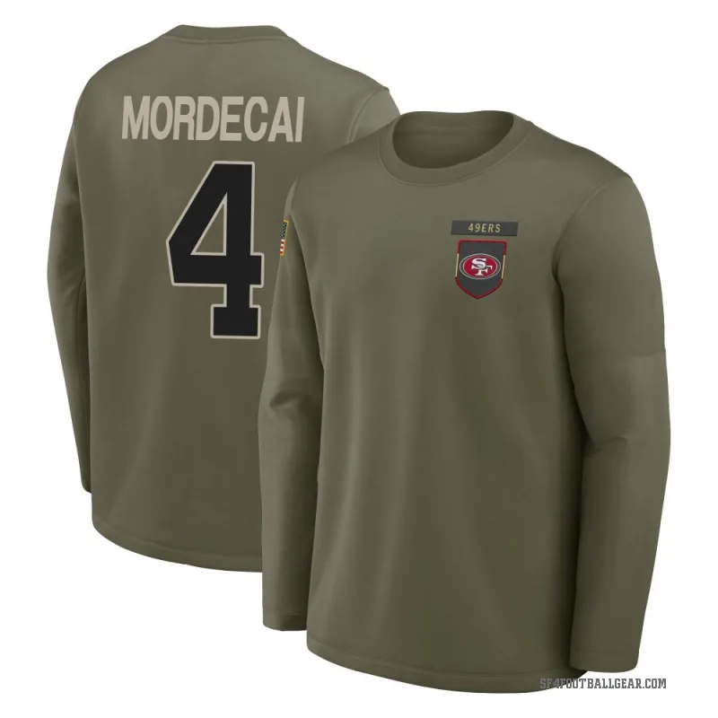 Tanner Mordecai Men's Olive San Francisco 49ers 2025 Salute to Service Sideline Coaches Long Sleeve T-Shirt