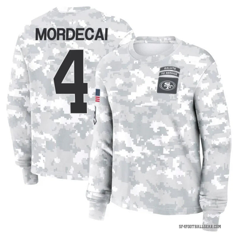 Tanner Mordecai Women's Camo San Francisco 49ers Arctic 2024 Salute to Service Long Sleeve T-Shirt