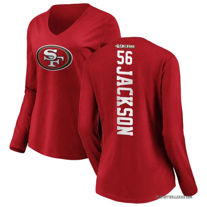 Tarron Jackson Women's Red San Francisco 49ers Backer Slim Fit Long Sleeve T-Shirt -