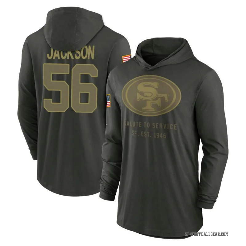 Tarron Jackson Youth Green San Francisco 49ers Forest/ 2025 Salute to Service Sideline Lightweight Hooded Pullover Long Sleeve T