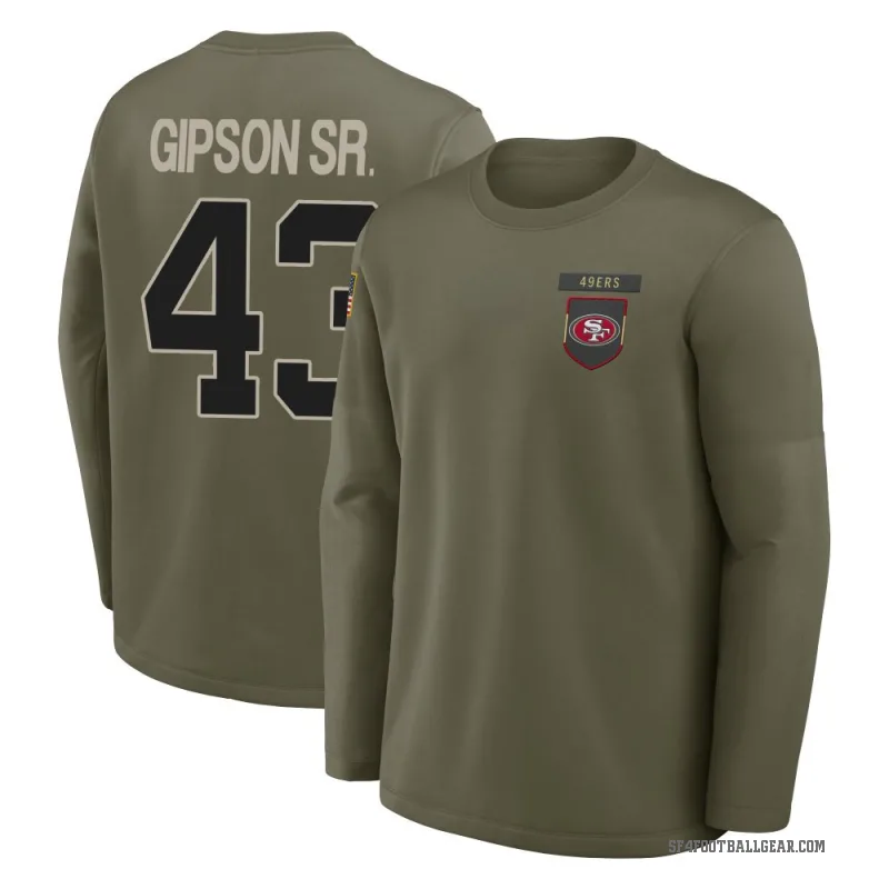 Tashaun Gipson Sr. Youth Olive San Francisco 49ers 2025 Salute to Service Sideline Coaches Long Sleeve T-Shirt
