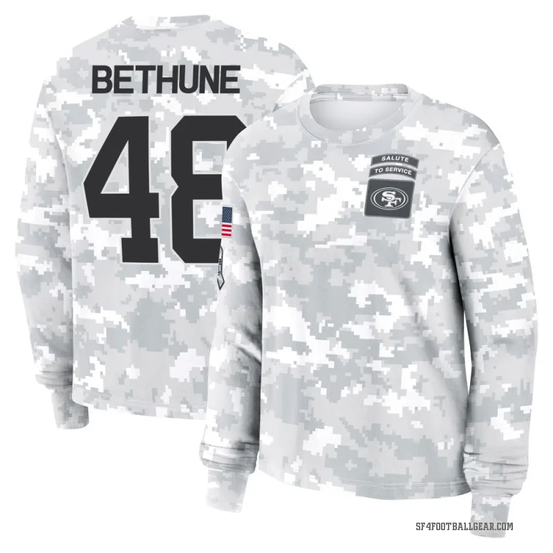 Tatum Bethune Women's Camo San Francisco 49ers Arctic 2024 Salute to Service Long Sleeve T-Shirt