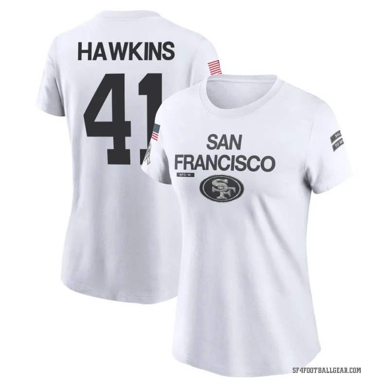 Tayler Hawkins Women's White San Francisco 49ers 2024 Salute to Service Performance T-Shirt