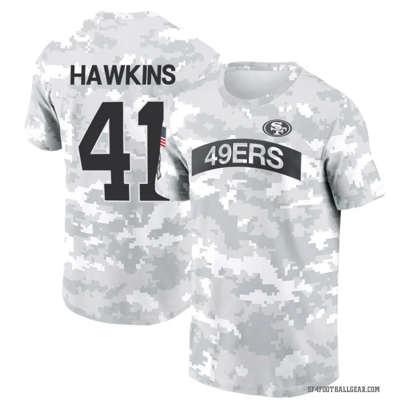 Tayler Hawkins Youth Camo San Francisco 49ers Arctic 2024 Salute to Service Performance T-Shirt