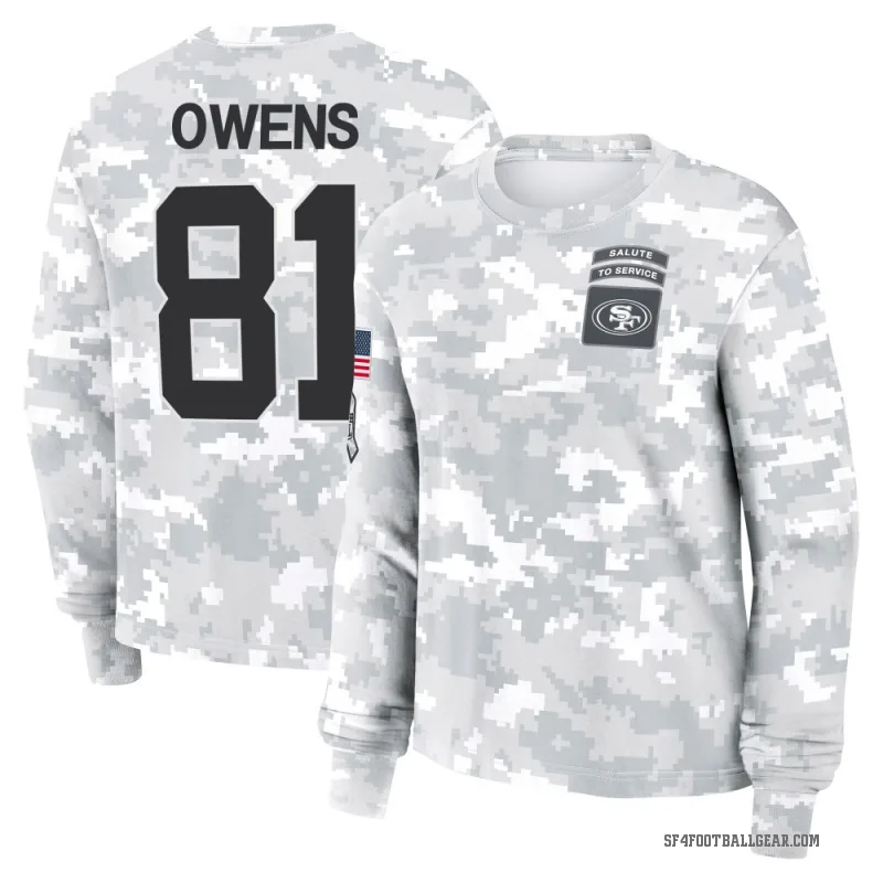 Terrell Owens Women's Camo San Francisco 49ers Arctic 2024 Salute to Service Long Sleeve T-Shirt