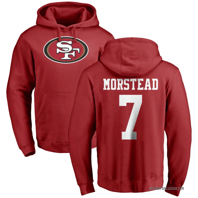 Thomas Morstead Men's Red San Francisco 49ers Pro Line Logo Pullover Hoodie