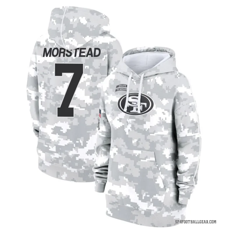 Thomas Morstead Women's Camo San Francisco 49ers Arctic 2024 Salute to Service Club Fleece Pullover Hoodie