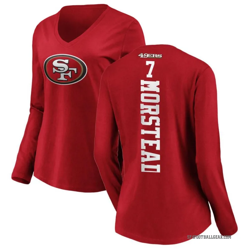 Thomas Morstead Women's Red San Francisco 49ers Backer Slim Fit Long Sleeve T-Shirt -