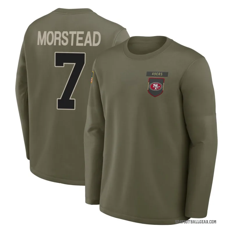 Thomas Morstead Youth Olive San Francisco 49ers 2025 Salute to Service Sideline Coaches Long Sleeve T-Shirt