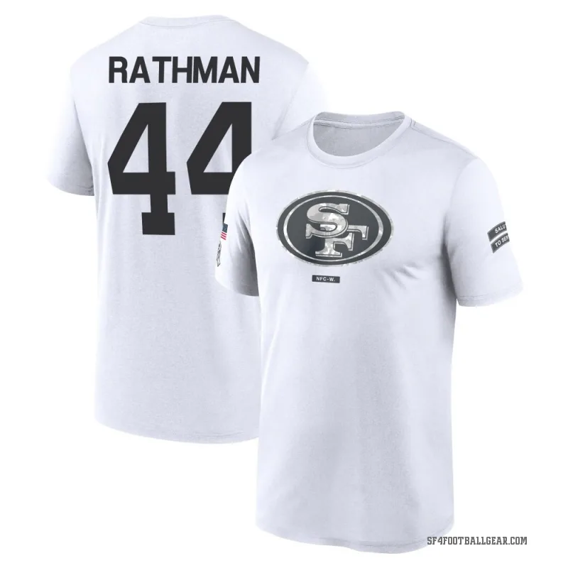Tom Rathman Men's White San Francisco 49ers 2024 Salute to Service Performance T-Shirt