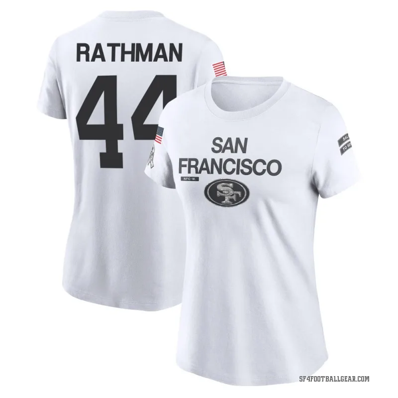 Tom Rathman Women's White San Francisco 49ers 2024 Salute to Service Performance T-Shirt