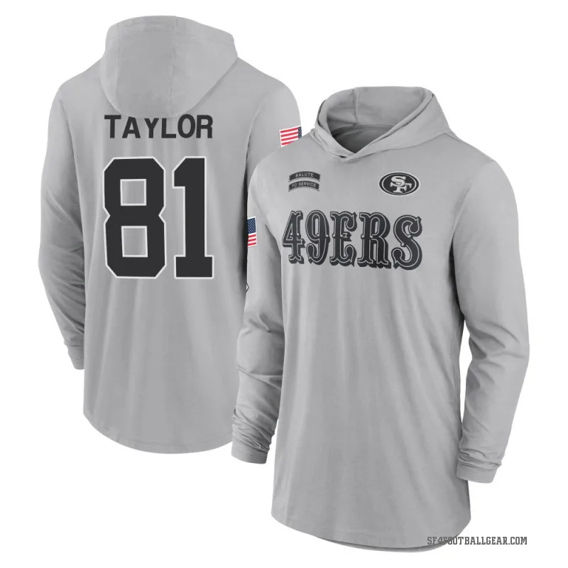Trent Taylor Youth Gray San Francisco 49ers 2024 Salute to Service Lightweight Performance Long Sleeve Hooded T-Shirt